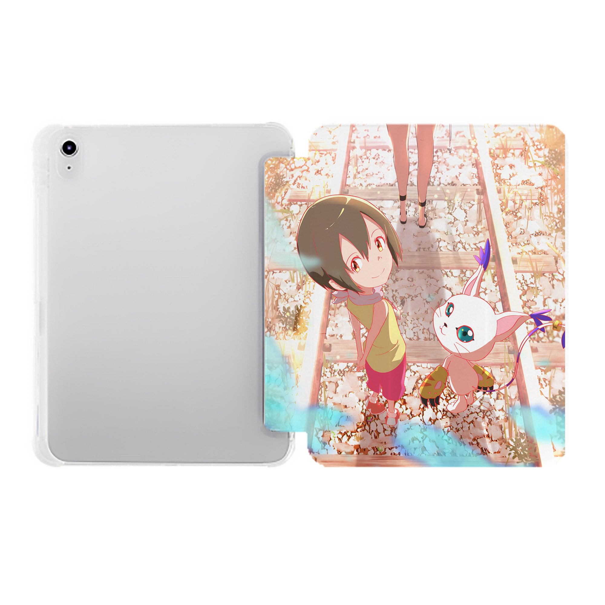 （画像用） Digimon デジタルモンスター/デジモン IPad ケース ペン収納付き 三つ折りスタンド PUレザー×シリコン 対応機種9.5/10.5/10.9インチ